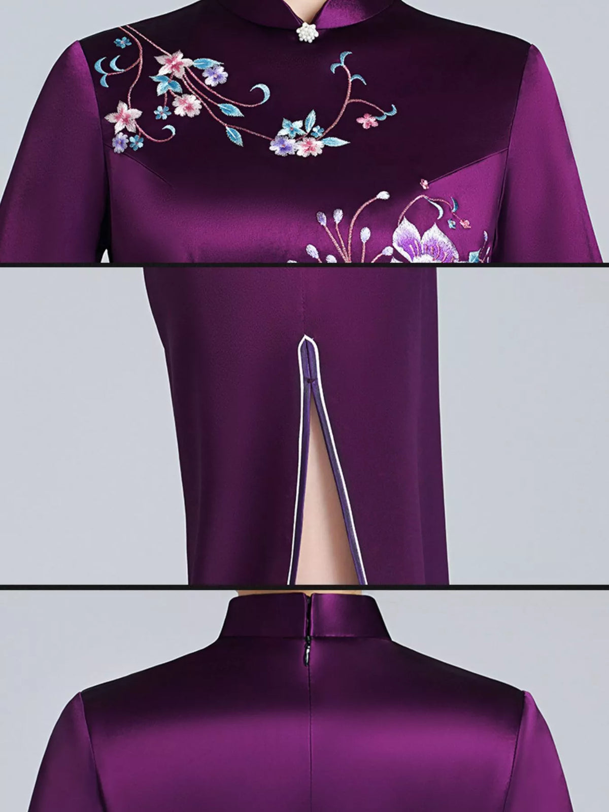 Violet Blue floral embroidered cheongsam dress