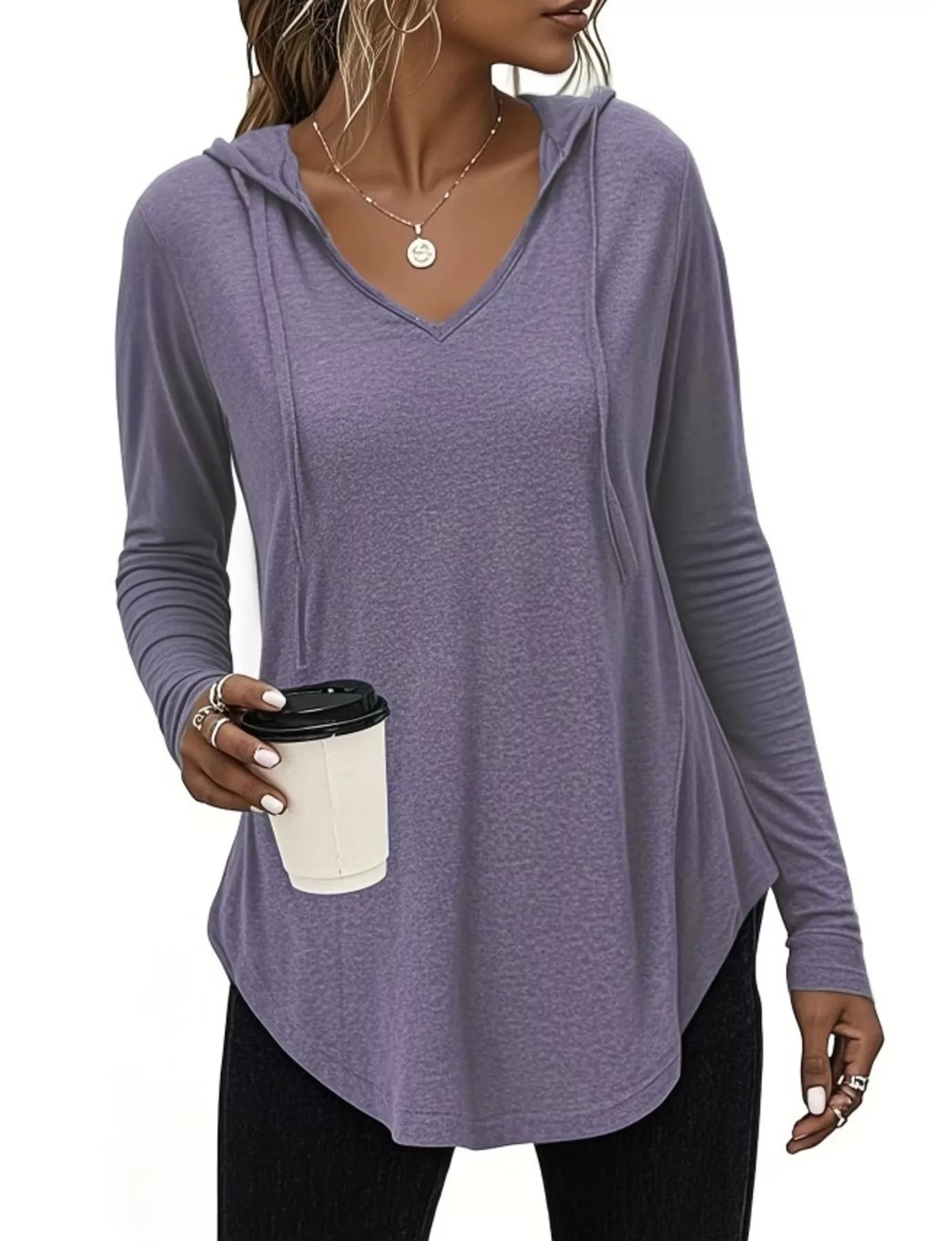 Trendsi Full Size Drawstring Long Sleeve Hooded Top Plus Size -