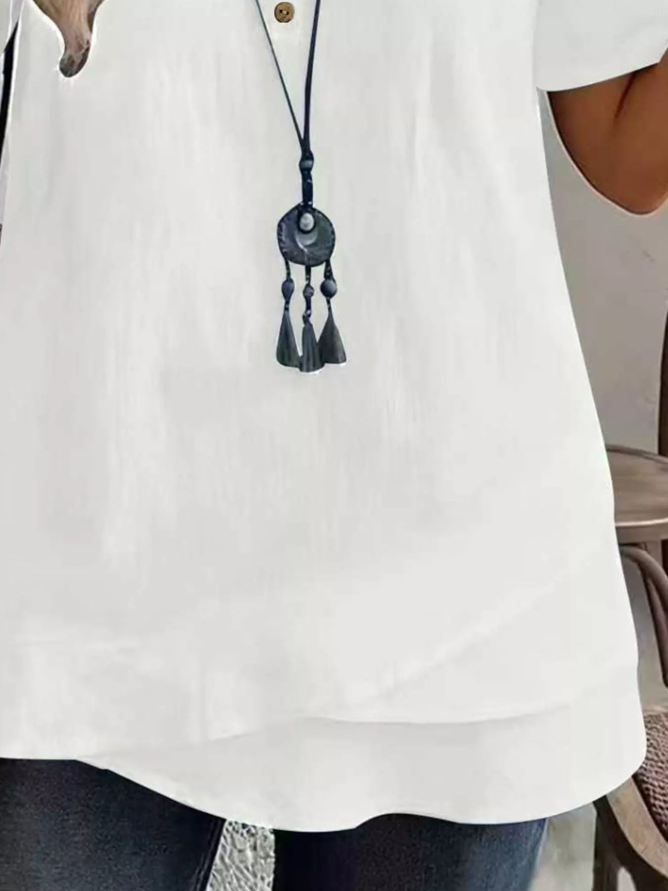 Trendsi Notched Short Sleeve Blouse -