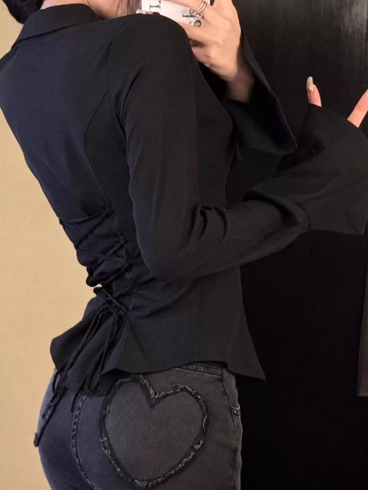 Long-sleeve shirt, back view