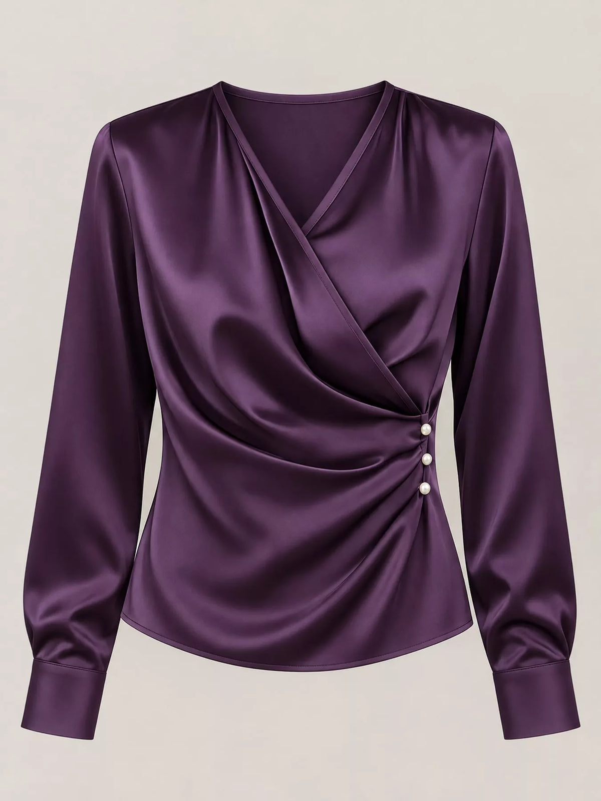 Surplice blouse, purple hanging front