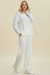 Trendsi Double Take Full Size Cable-Knit Long Sleeve Top and Pants Set -