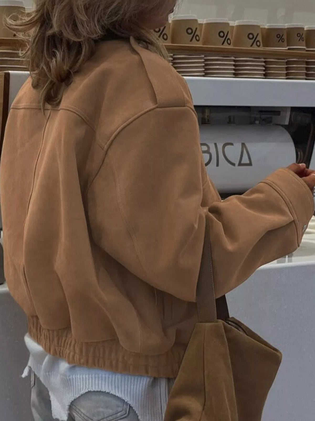 Elastic Hem Long Sleeve Jacket — back view