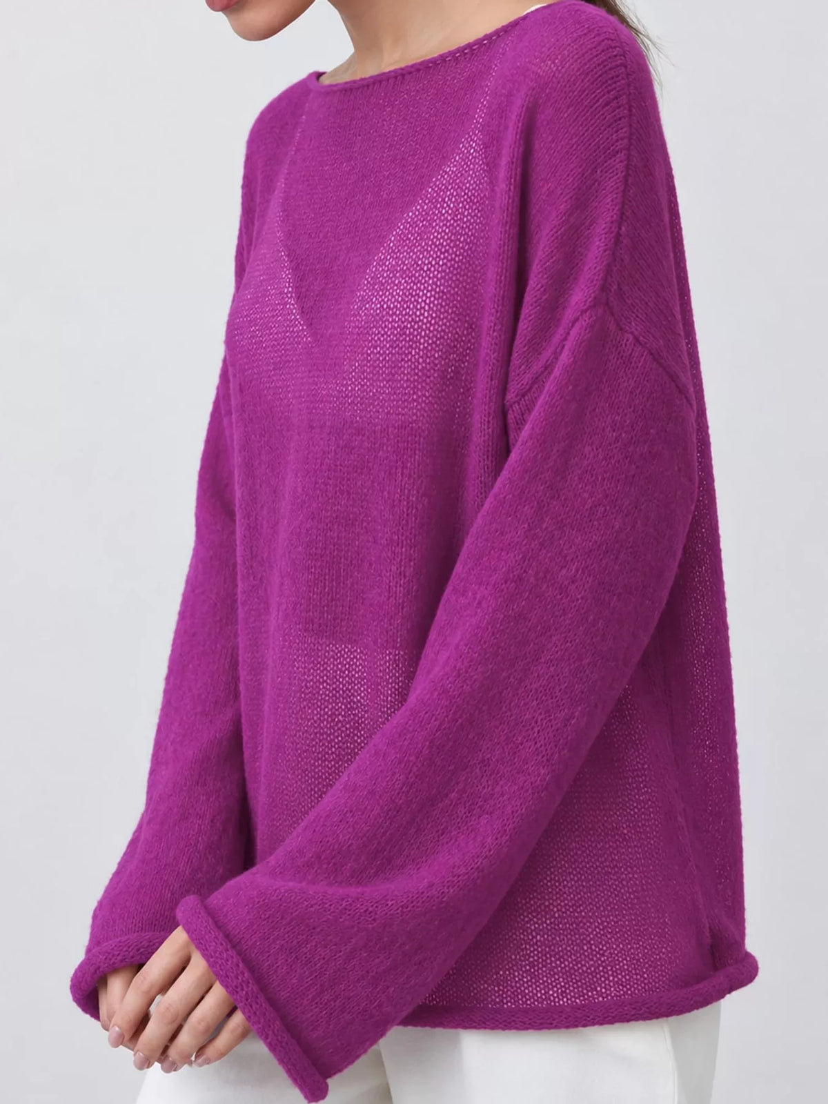Knit cover-up, purple side