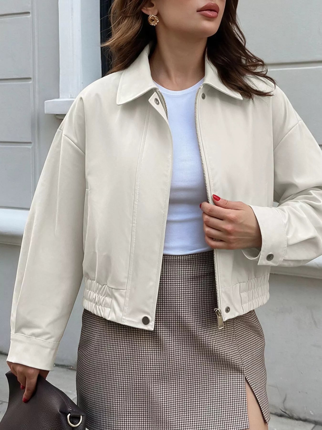 Trendsi Cropped Faux Leather Jacket - Outerwear