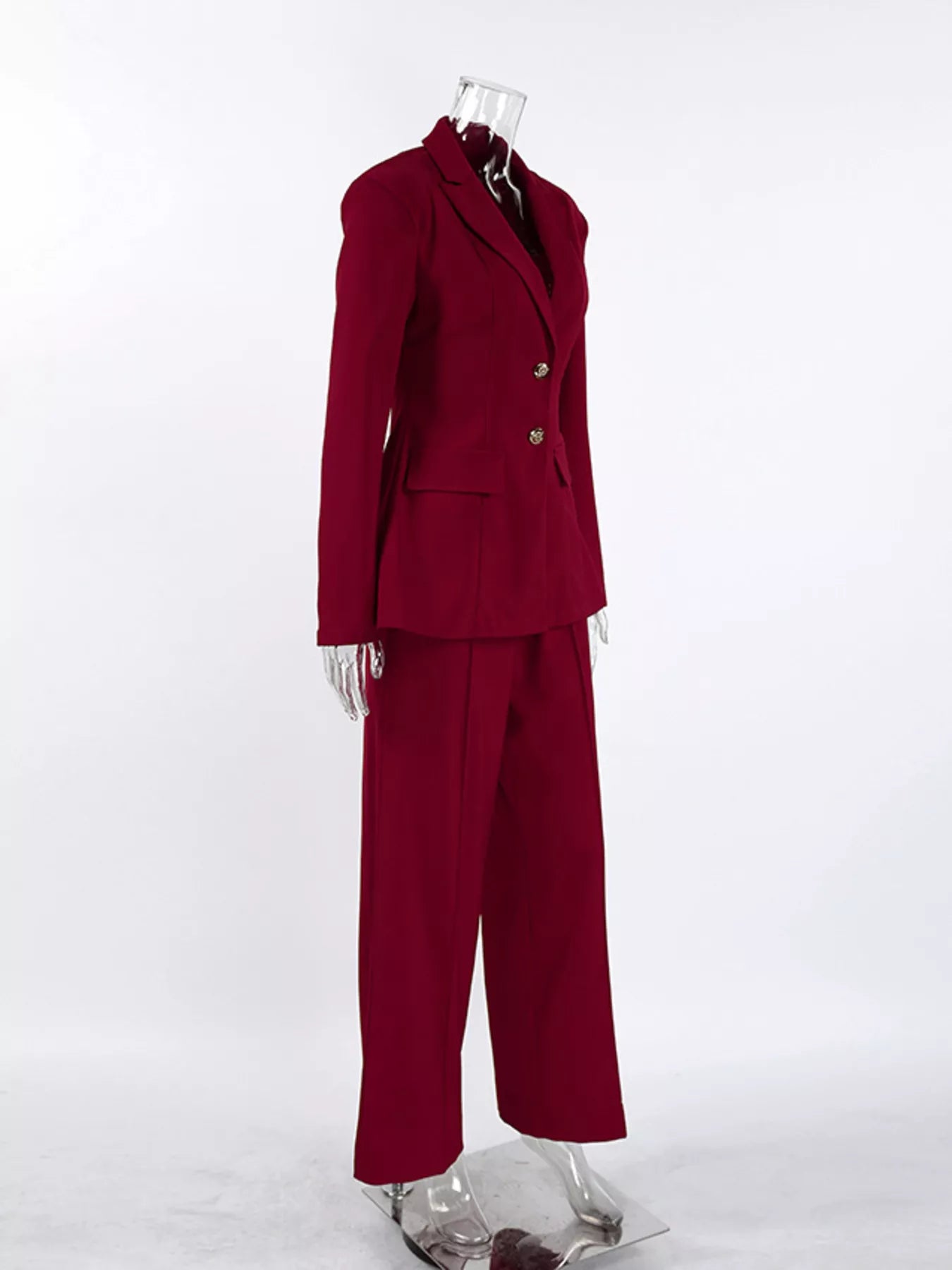 Trendsi Single-Breasted Blazer and Wide-Leg Pants Set - Outerwear