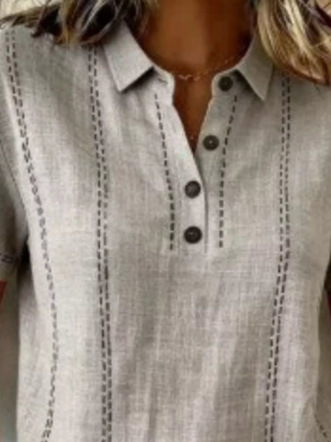 Trendsi Full Size Button Detail Short Sleeve Blouse Plus Size -