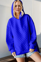 Trendsi Double Take Full Size Texture Drop Shoulder Long Sleeve Hoodie -