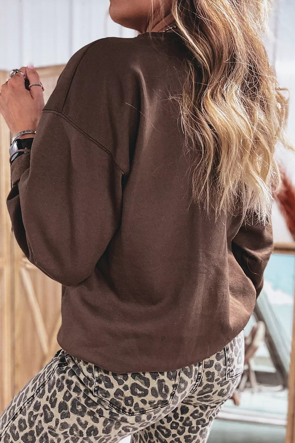 Trendsi Plaid 'PRAY' Crew Neck Sweatshirt -
