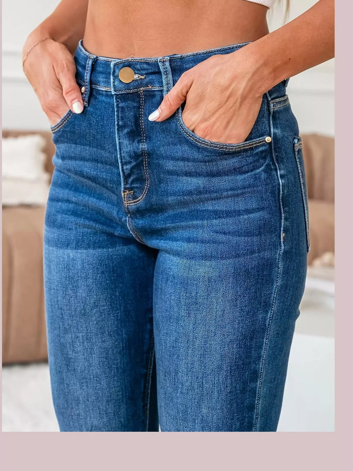 Dark Blue high-rise flare leg jeans