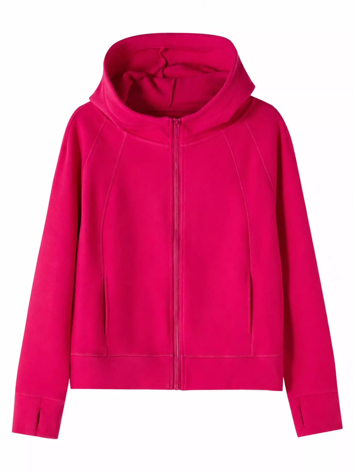 Rose Red full-zip long sleeve hoodie with pockets