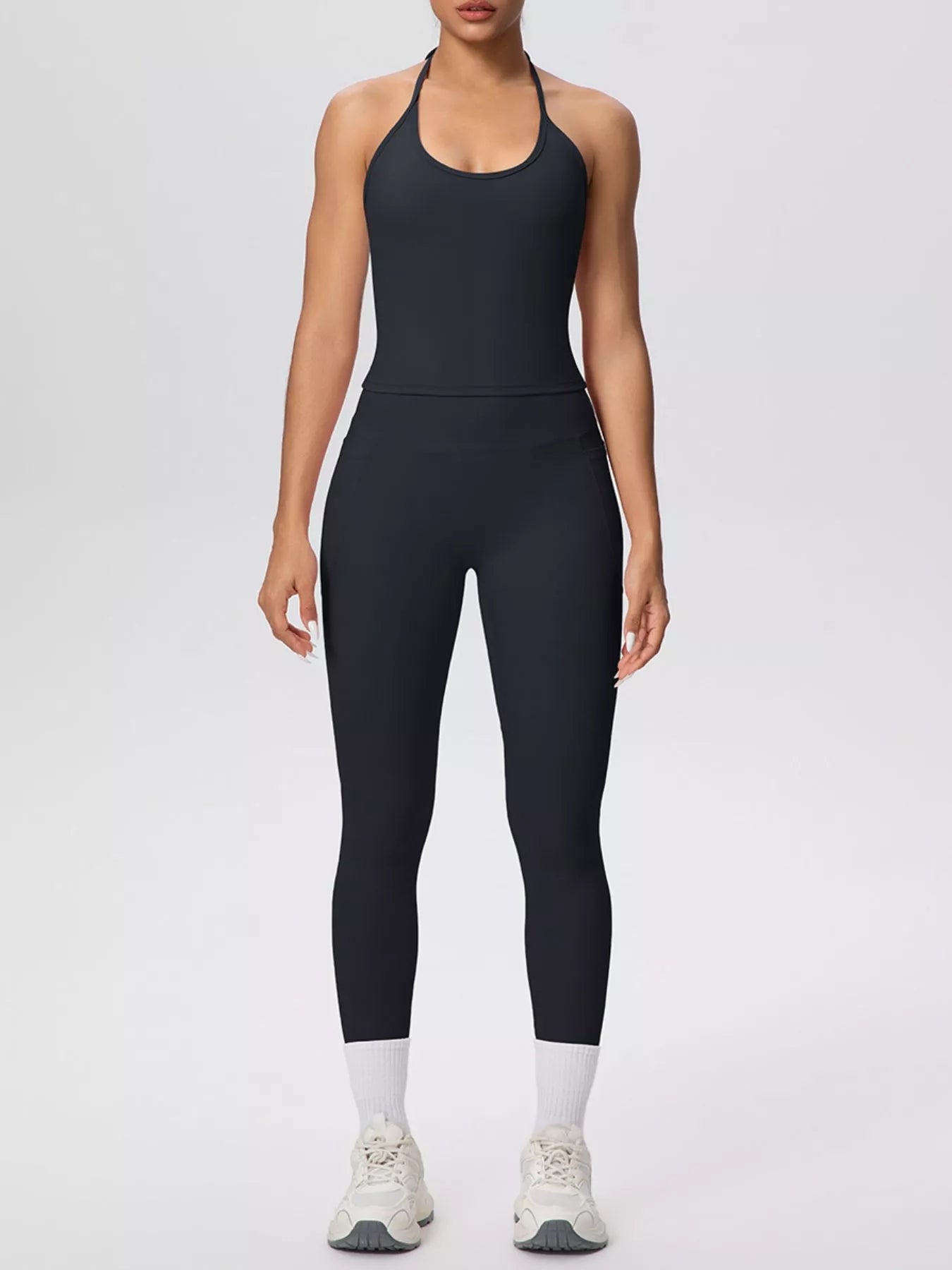 Trendsi Halter Neck Cami and High-Waisted Leggings Active Set -