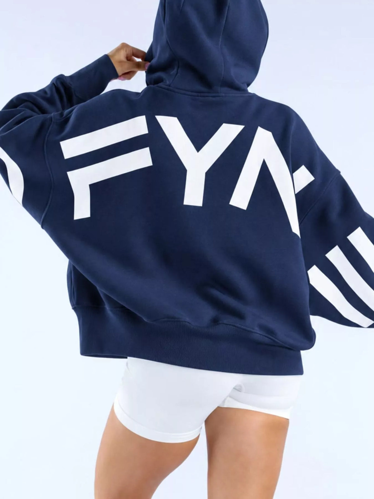 Letter-Back Kangaroo Pocket Hoodie — back view