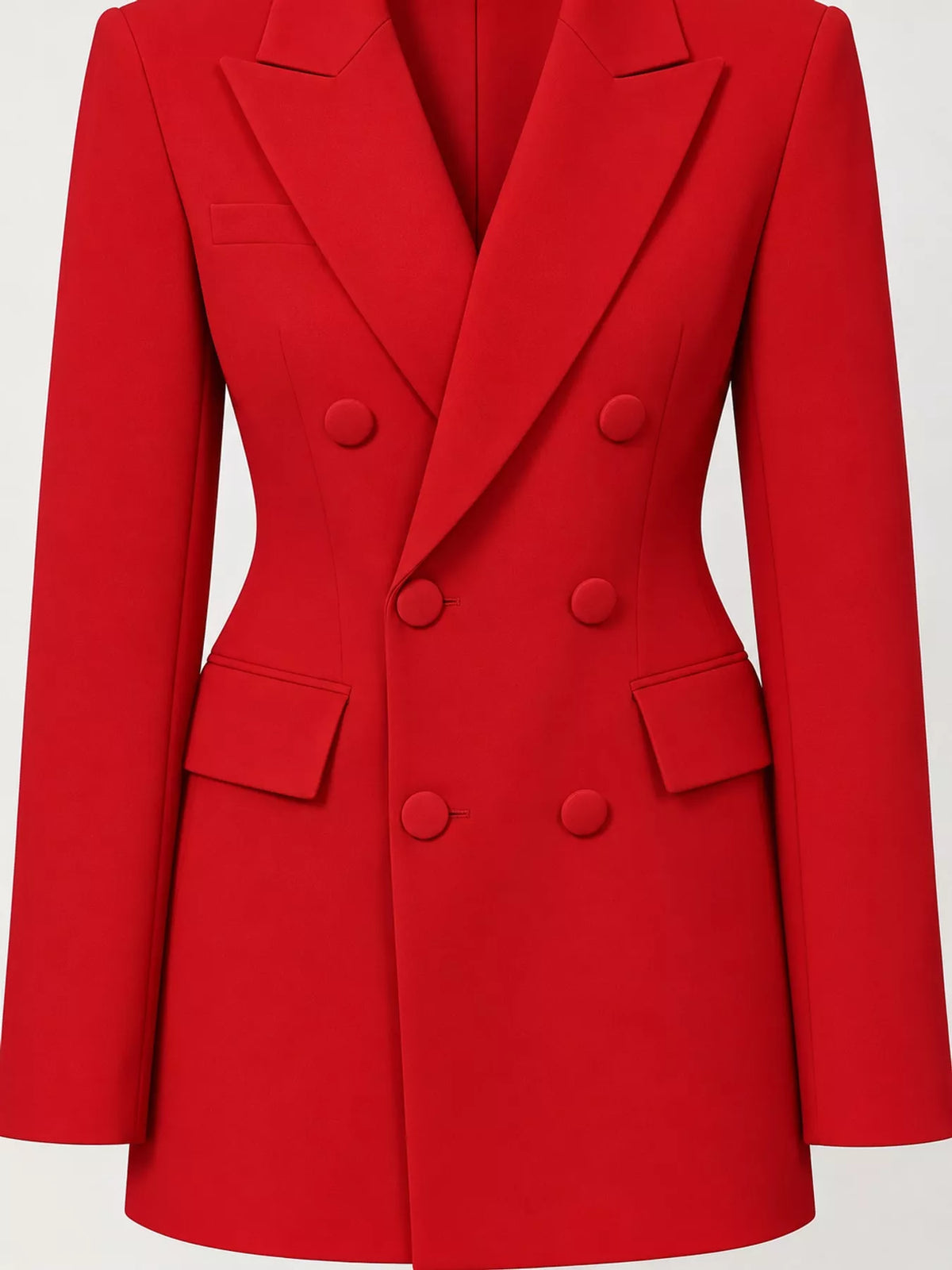 Double-breasted blazer, red detail collage