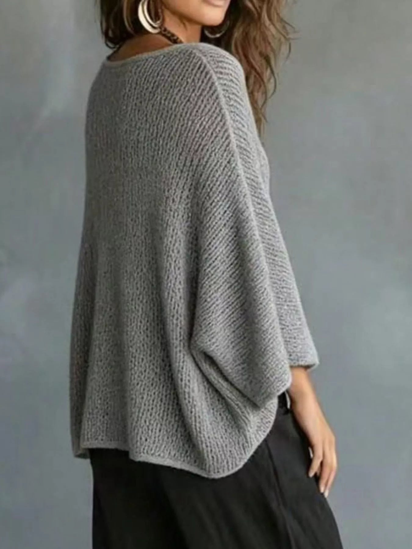 Trendsi V-Neck Batwing Sleeve Sweater -