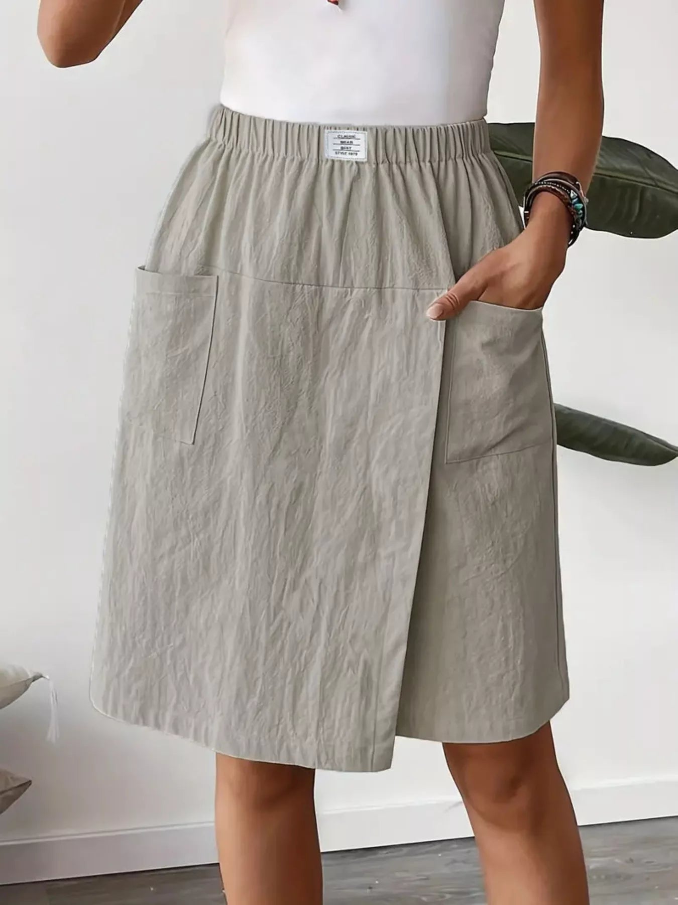 Trendsi Elastic Waist Wrap Skort -
