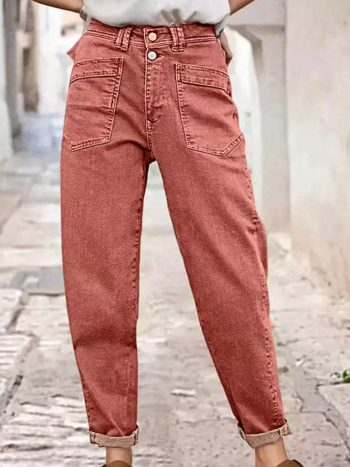 jeans, front view on model