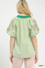 Trendsi Umgee Embroidered Stripe Top -