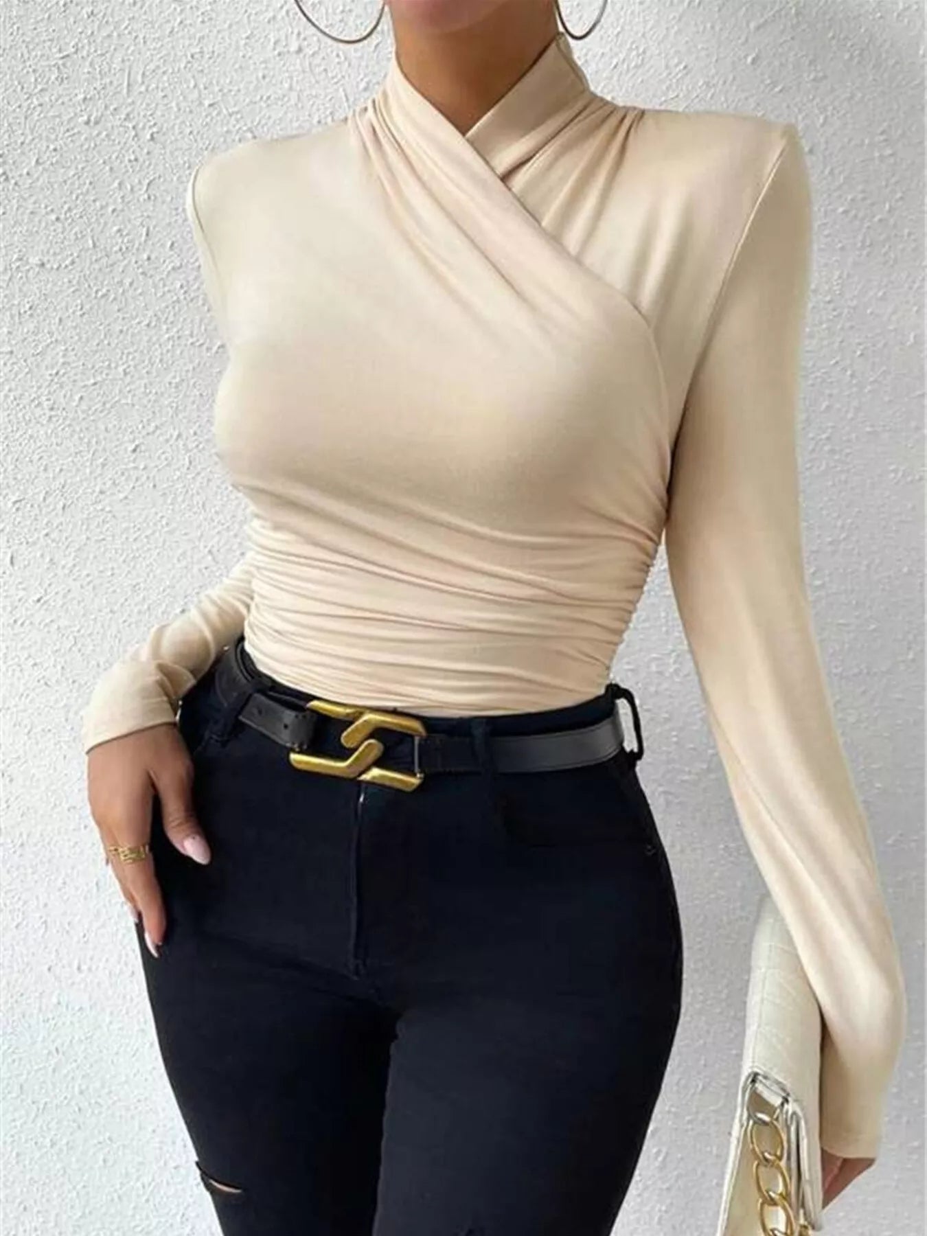 Trendsi Ruched Long Sleeve Slim Fit Top -
