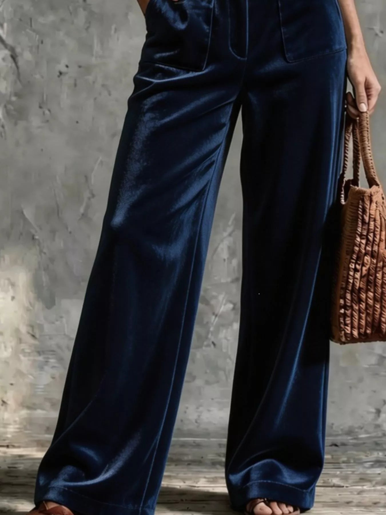 Trendsi Full Size Velvet Wide-Leg Pants Plus Size -