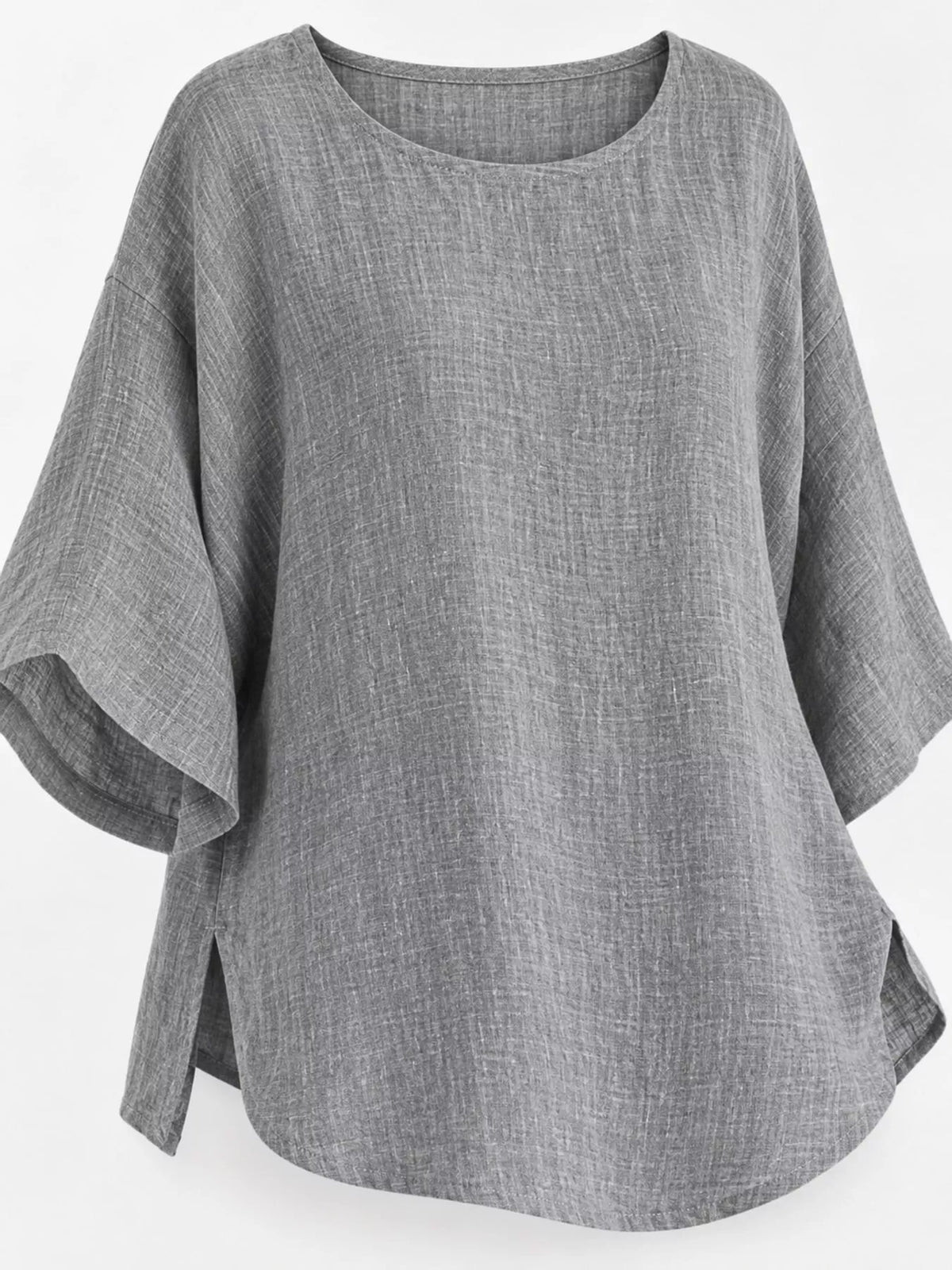 Slit blouse, gray flat lay