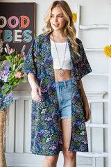 Trendsi Heimish Full Size Half Sleeve Floral Open Cardigan Plus Size - Shirts