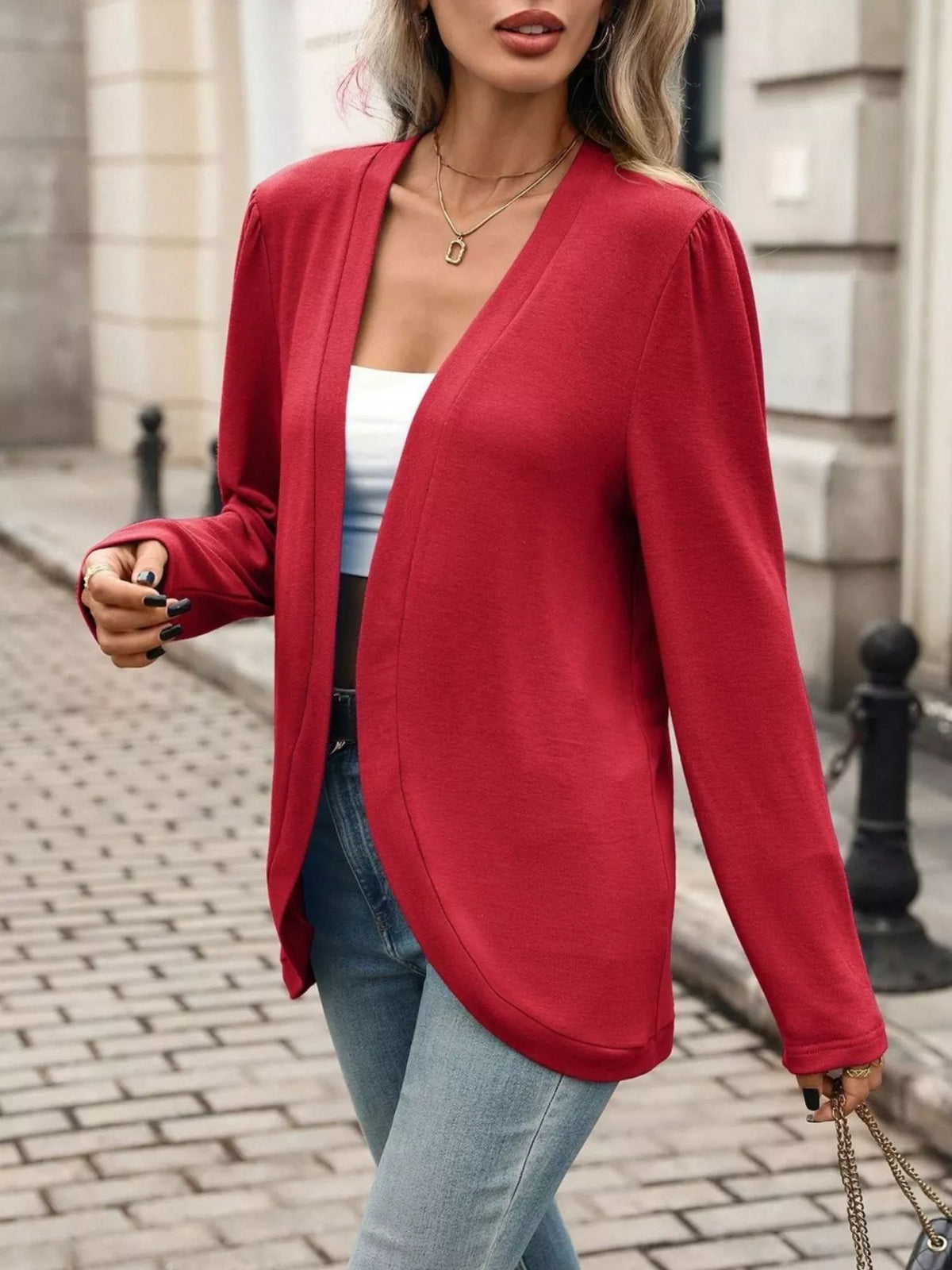 Trendsi Open Front Long Sleeve Cardigan -
