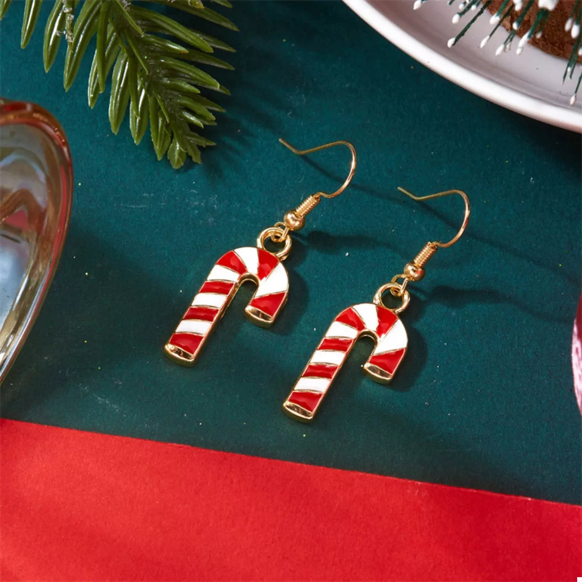 Trendsi Christmas Candy Cane Earrings -