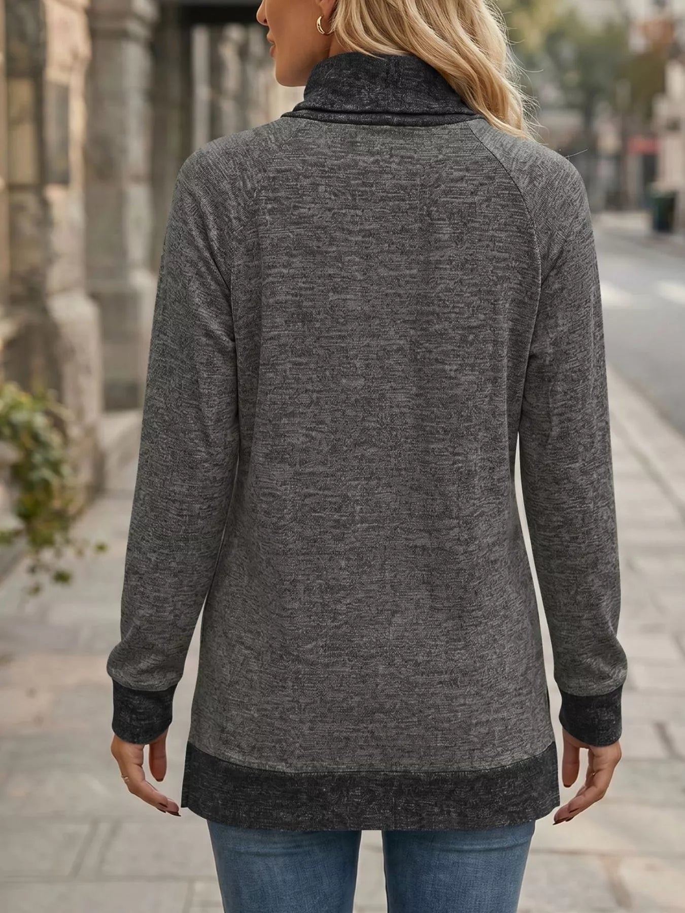 Trendsi Turtleneck Raglan Sleeve T-Shirt -