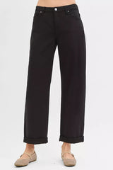 Trendsi RISEN Tummy Control Mid Rise Ankle Barrel Relaxed Baggy -