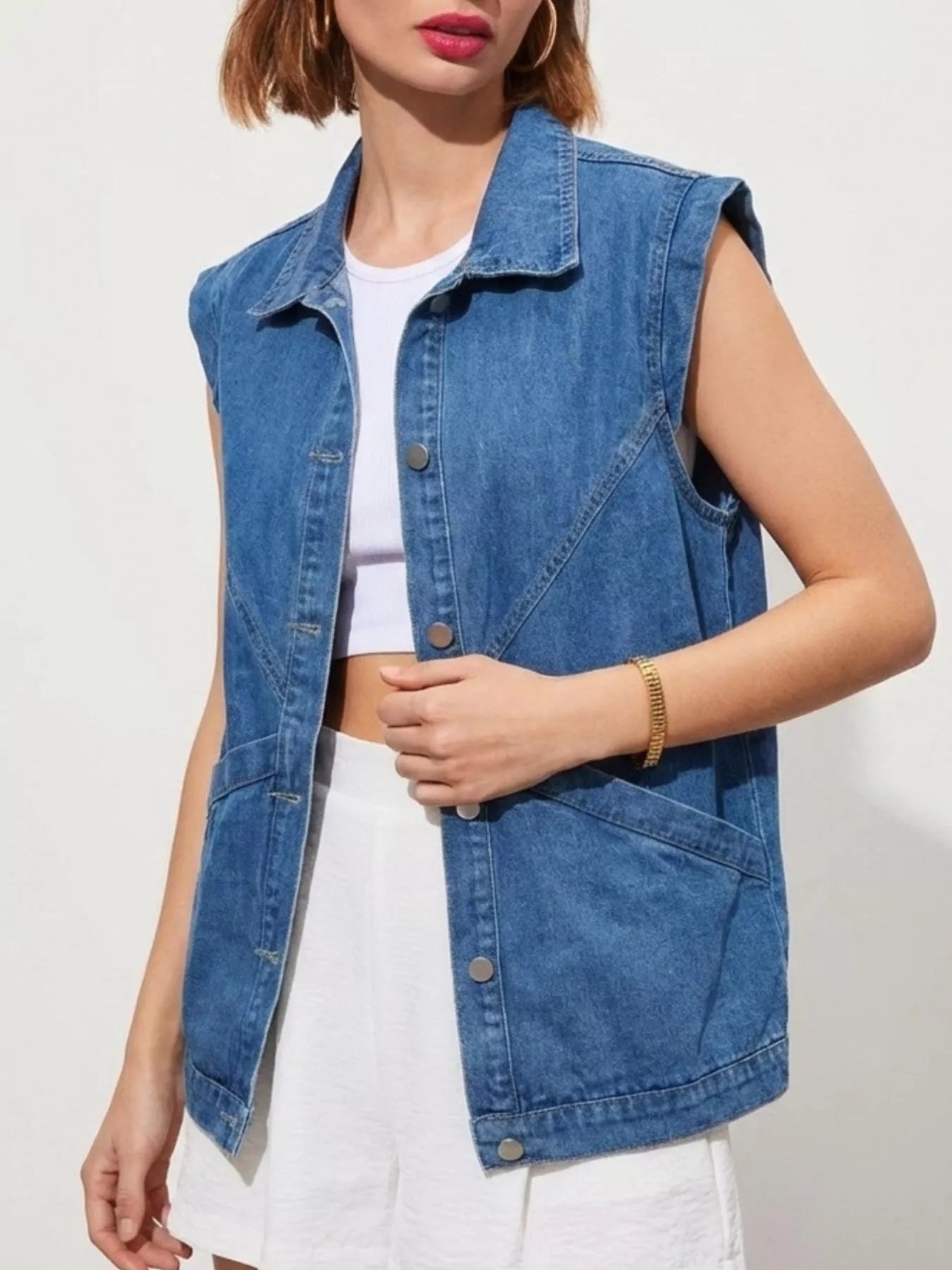 Trendsi Button-Down Denim Vest -