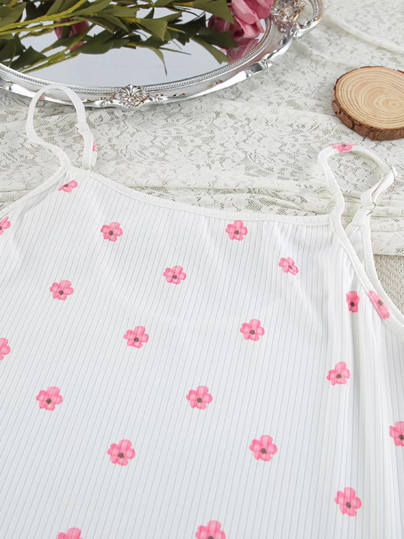Trendsi Floral Print Cami Dress and Cardigan Lounge Set -