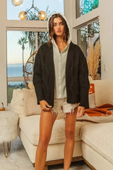 Trendsi BiBi Knit Hoodie Rhombus Sweater Jacket -