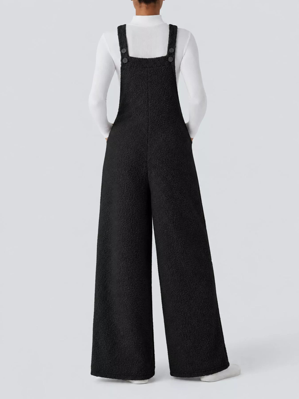 Top and overalls set, black and white set back