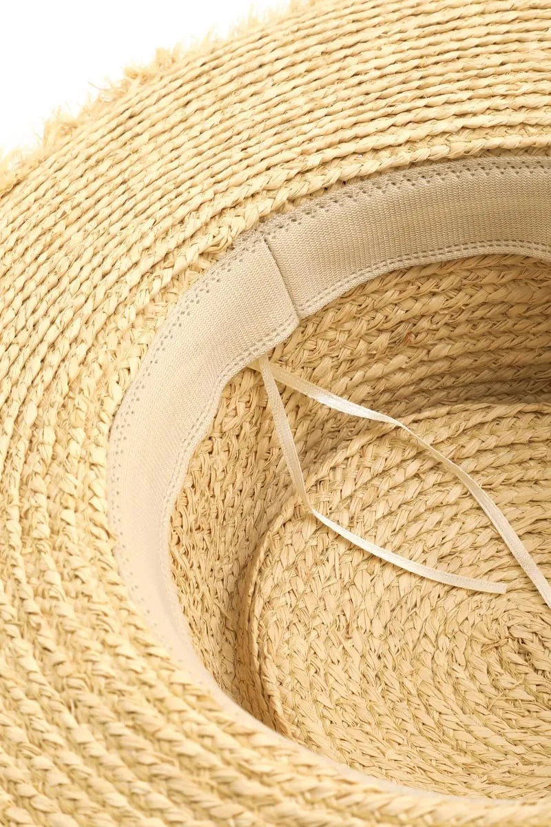 Basket Weave Straw Sun Hat With Adjustable Inner String — product view 8