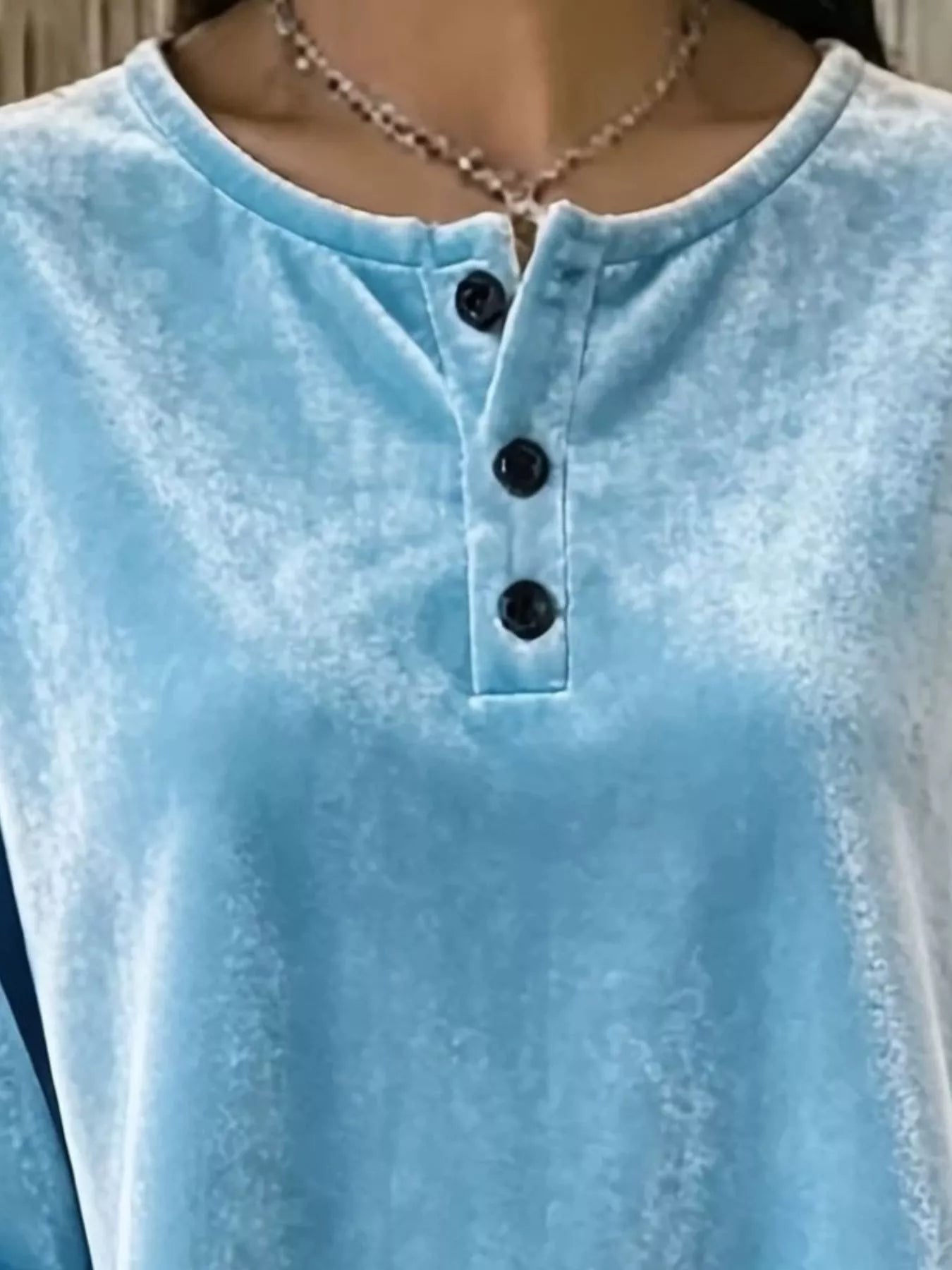 Trendsi Velvet Henley Top with Button Detail - Shirts