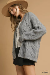 Trendsi Umgee Chunky Cable Knit Open Front Cardigan -