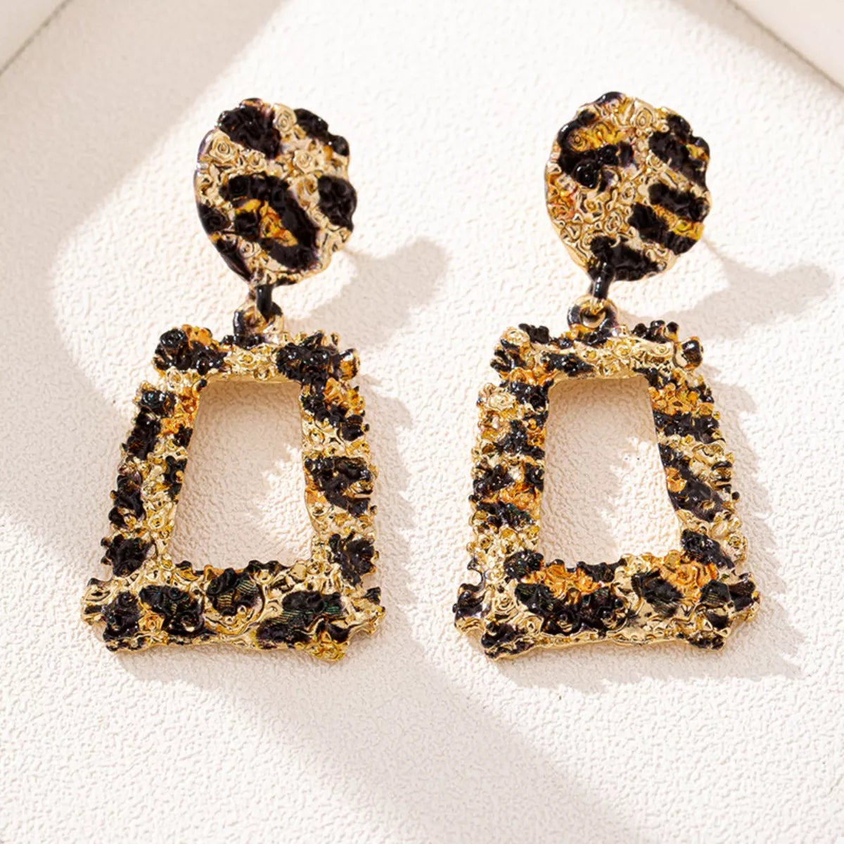 Trendsi 18K Gold-Plated Leopard Dangle Earrings -