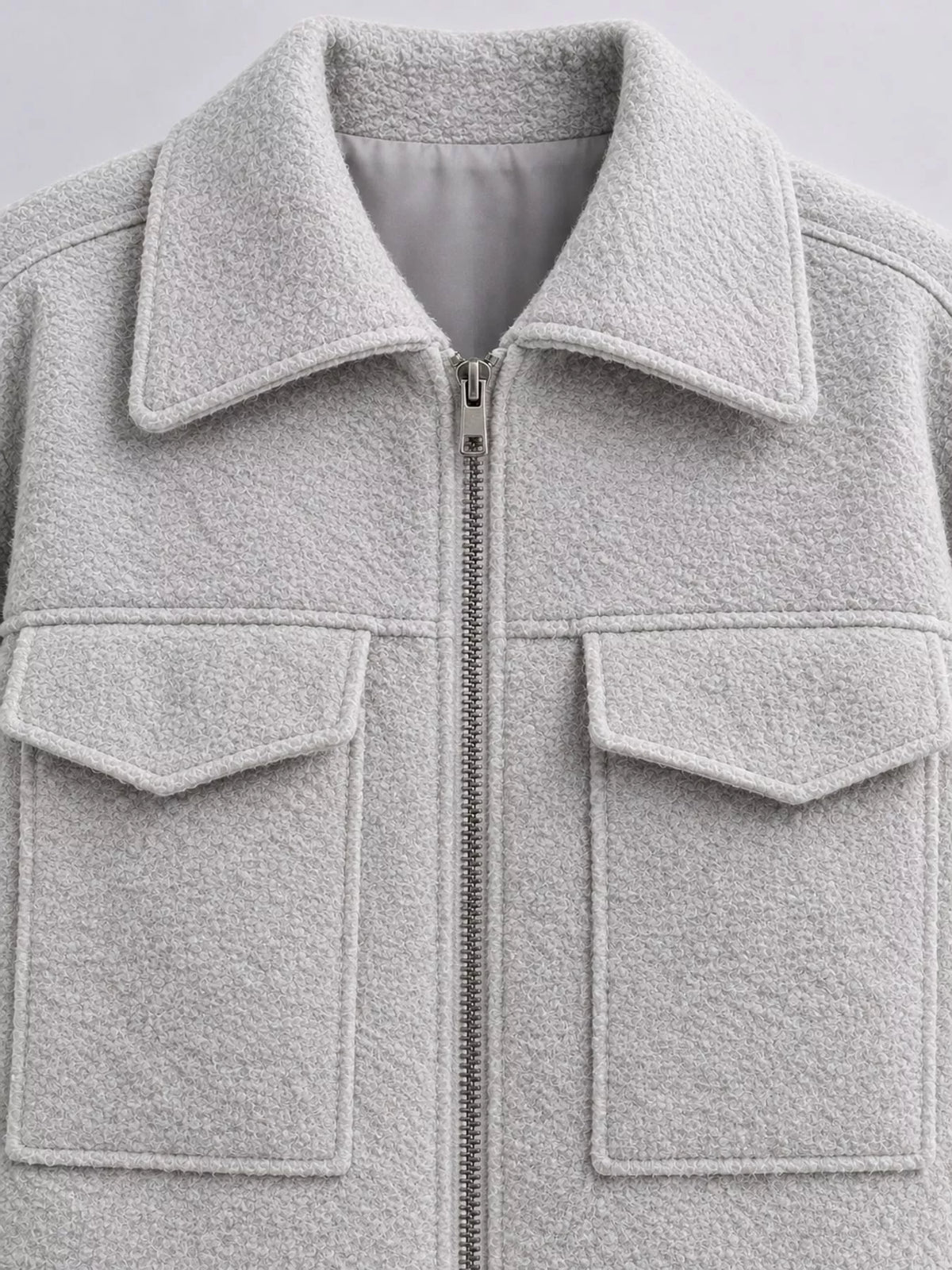 Zip-Up Cropped Jacket — construction details