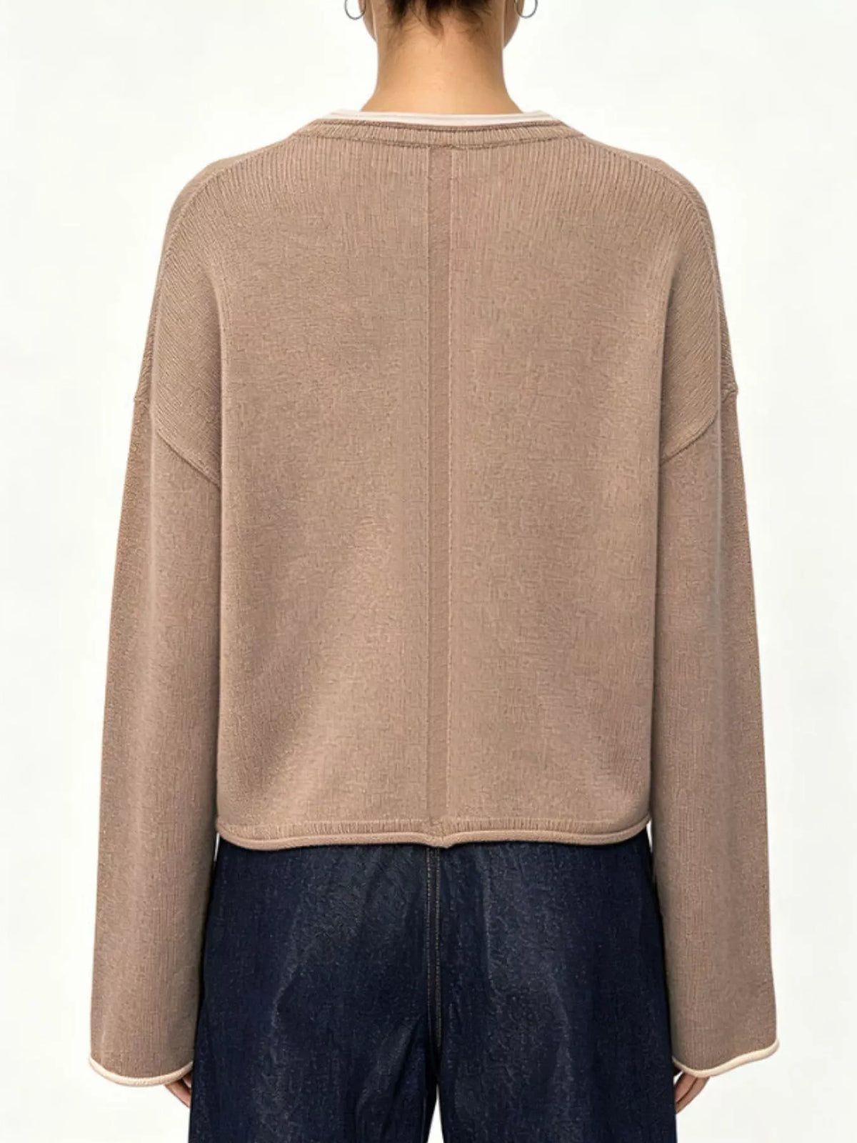 Trendsi Crew Neck Dropped Shoulder Sweater -
