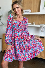 Trendsi Double Take Full Size Printed Long Sleeve Dress - Dresses