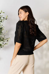 Trendsi Mandy Ribbed Trim Round Neck Knit Top - Shirts
