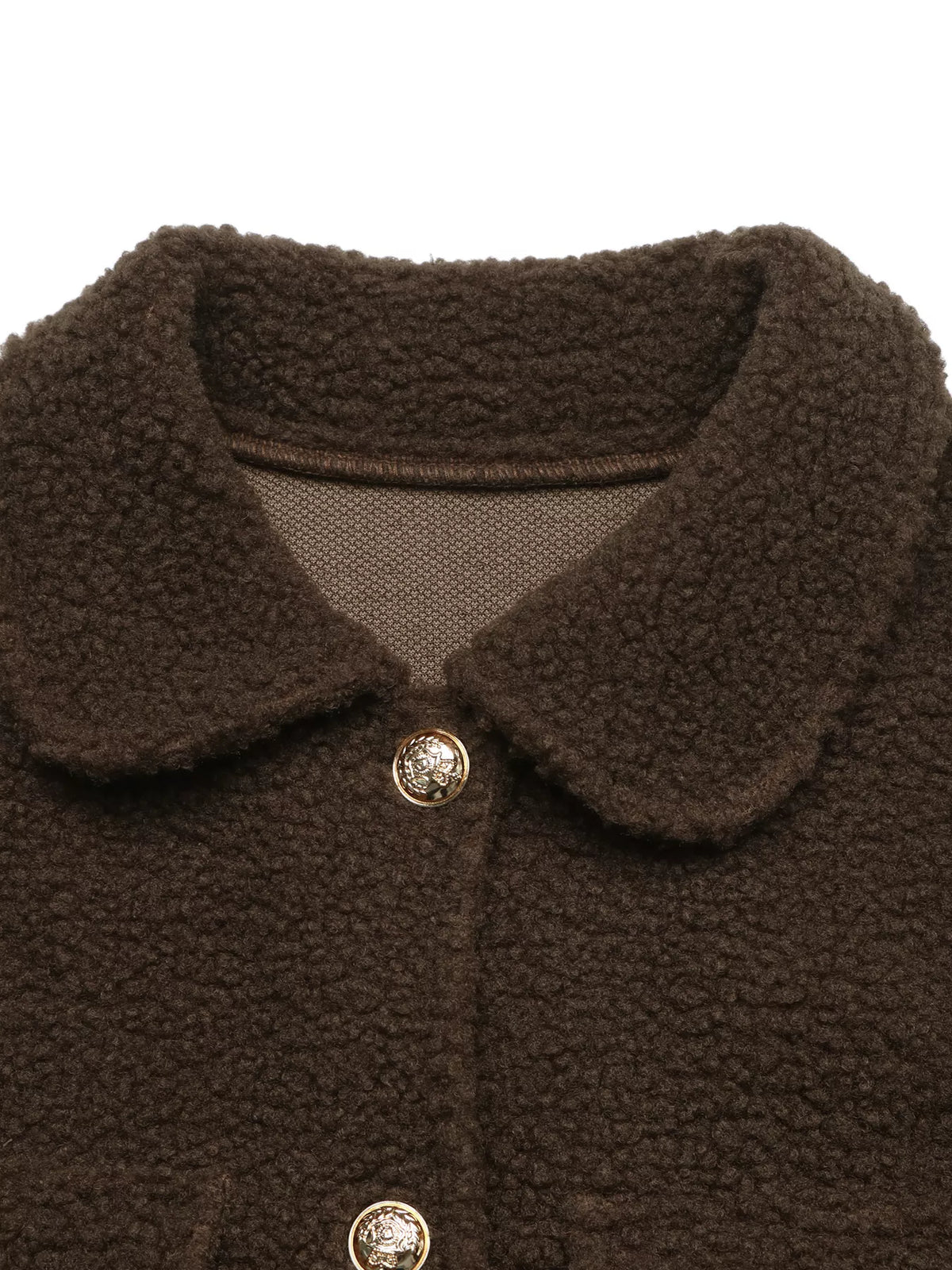 Sherpa Button-Up Jacket — construction details