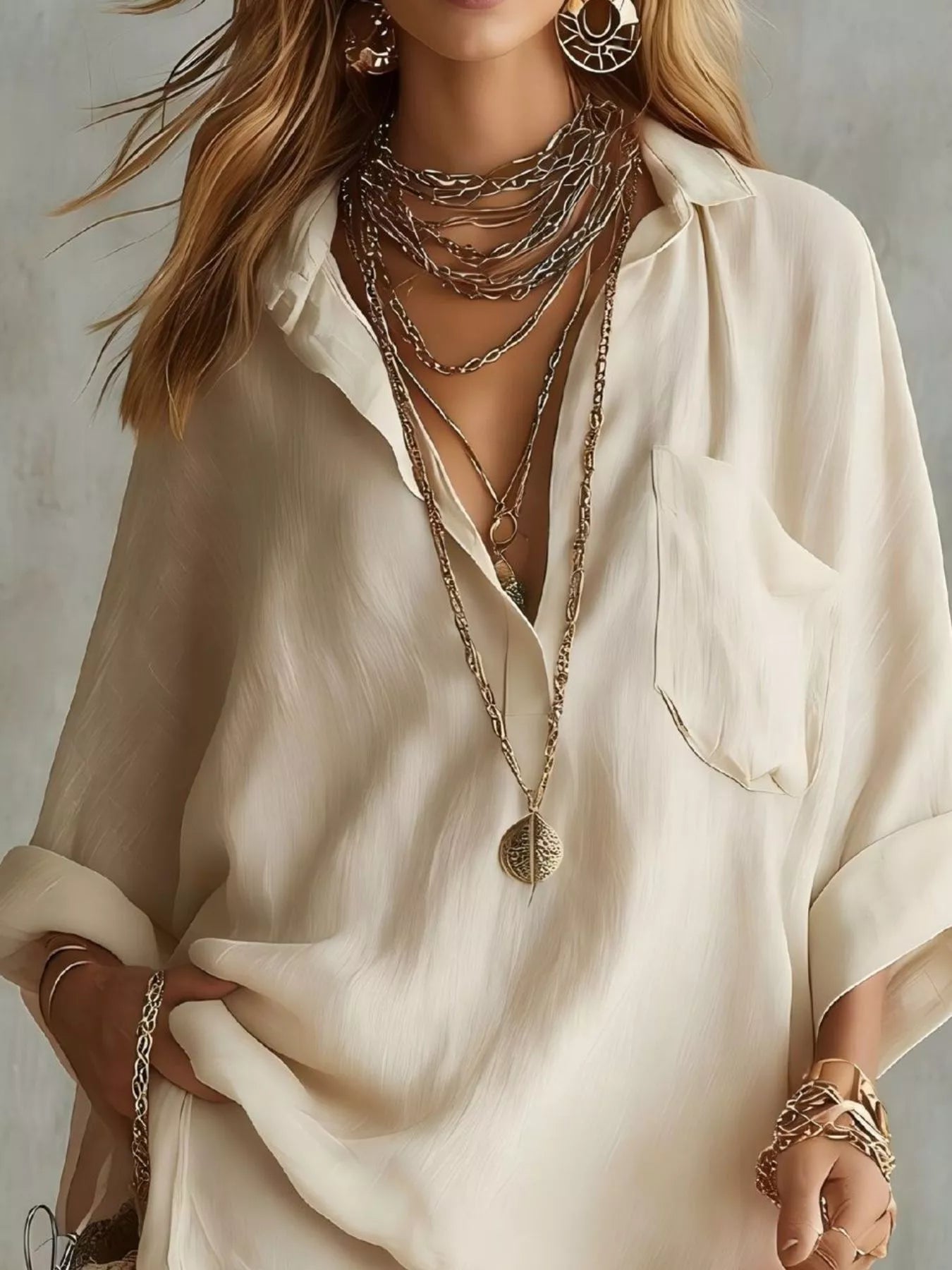 Trendsi Full Size Oversized Long Sleeve Shirt and Shorts Two-Piece Set Plus Size -