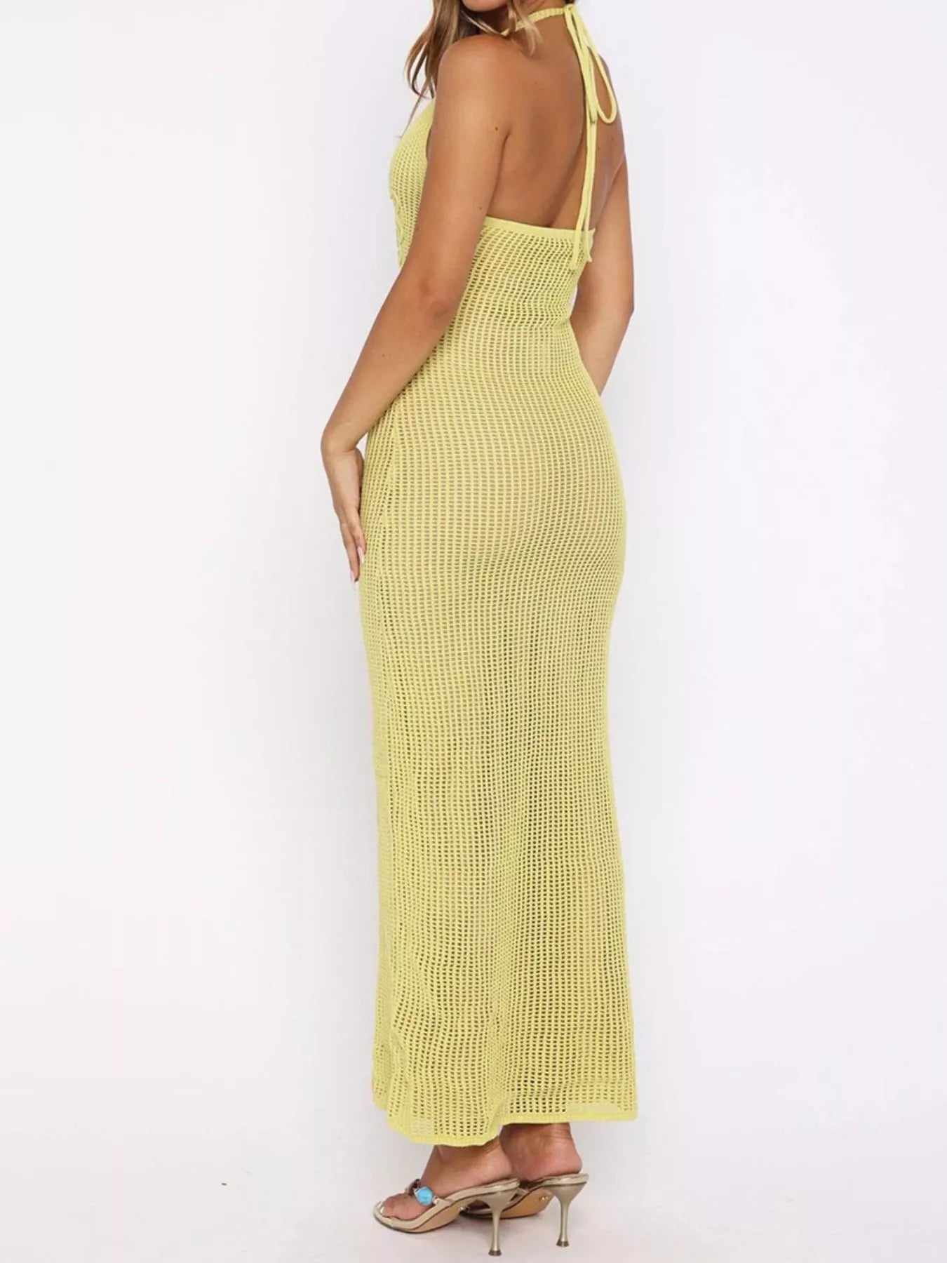 Trendsi Halter Neck Crochet Maxi Dress -