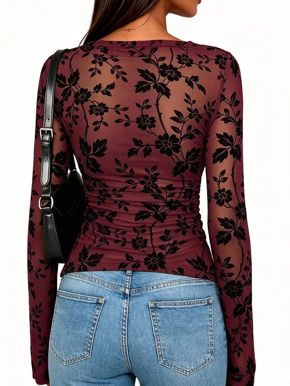 Trendsi Slim Fit Floral Print Long Sleeve Top -