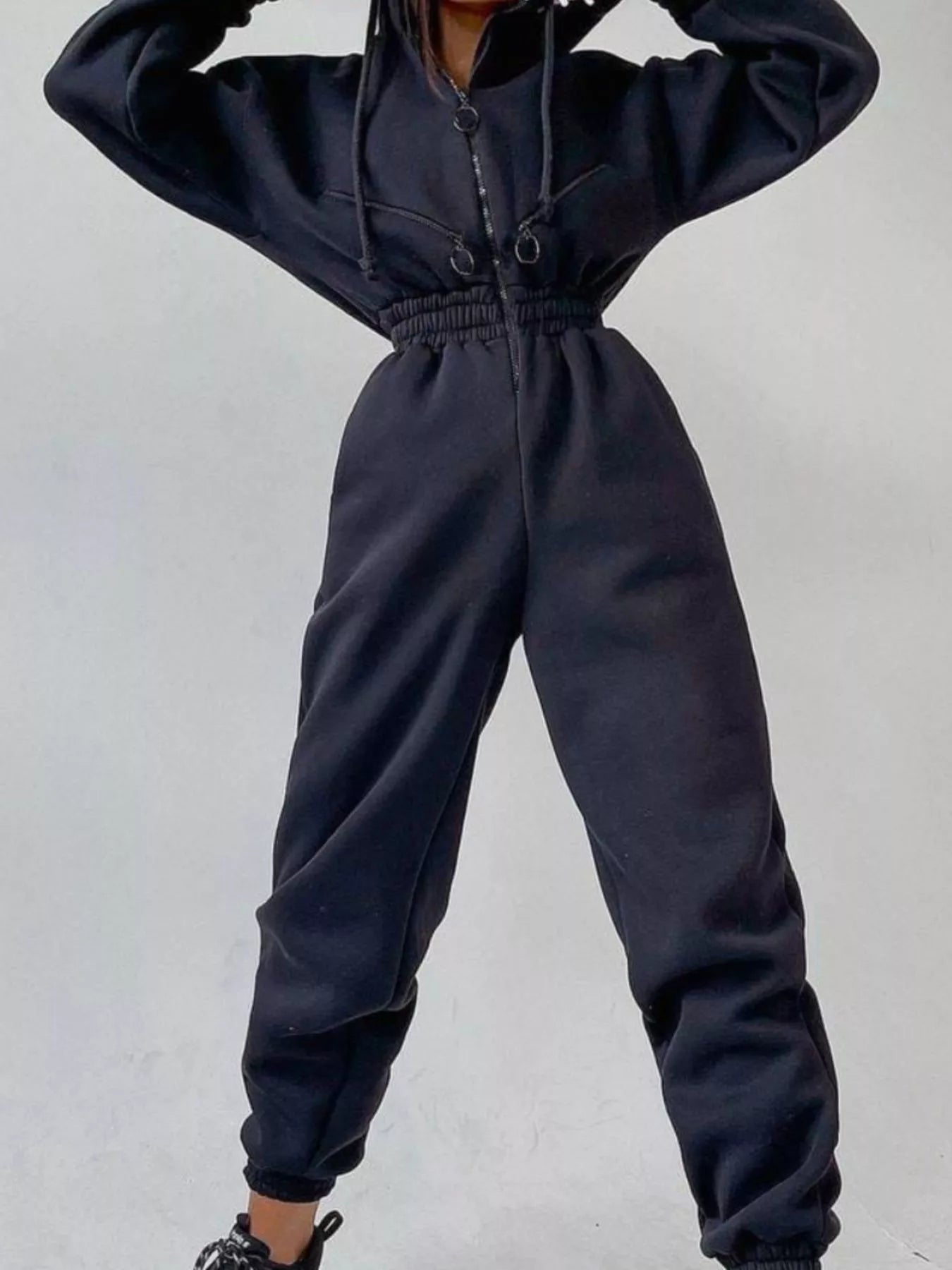 Trendsi Zip Front Dropped Shoulder Jumpsuit -