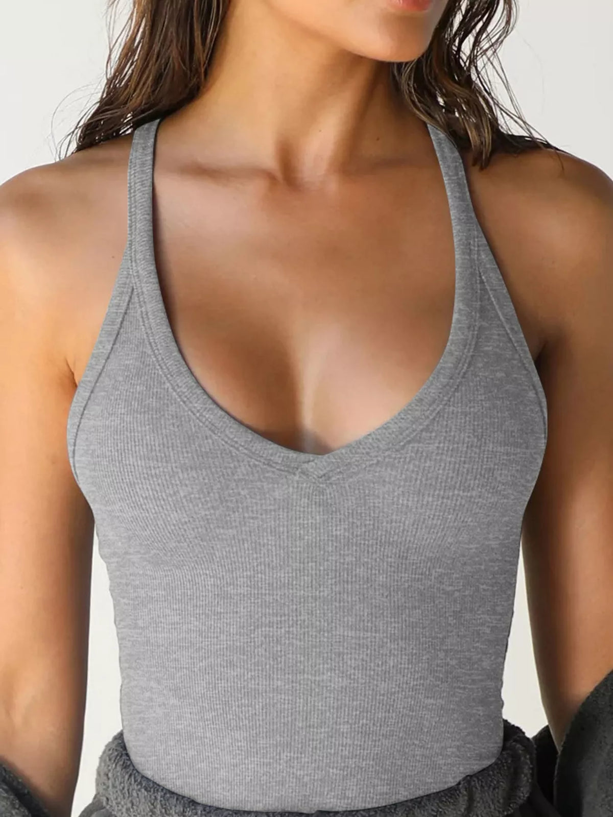 Heather Gray ribbed scoop neck tank