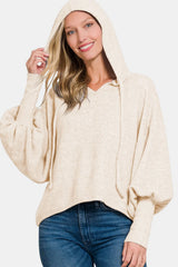Trendsi Zenana Brushed Hacci Drop Shoulder Cropped Hoodie -