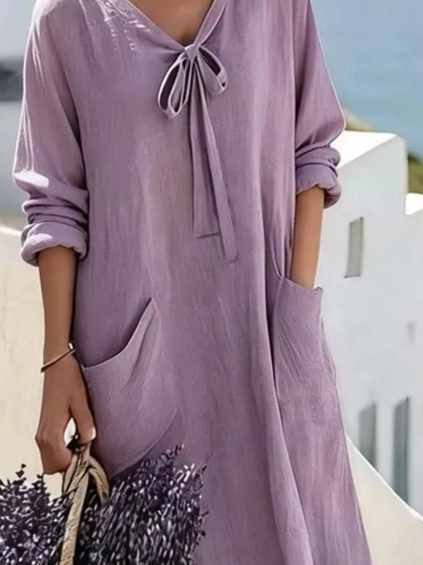 Trendsi Full Size Long Sleeve Loose Maxi Dress with Pockets Plus Size -